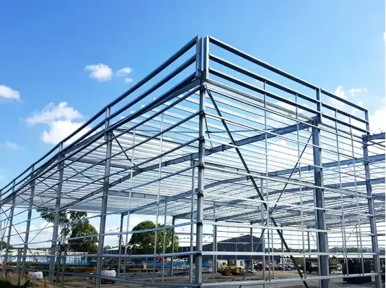 Bangunan baja logam prefab yang praktis dan indah untuk gudang